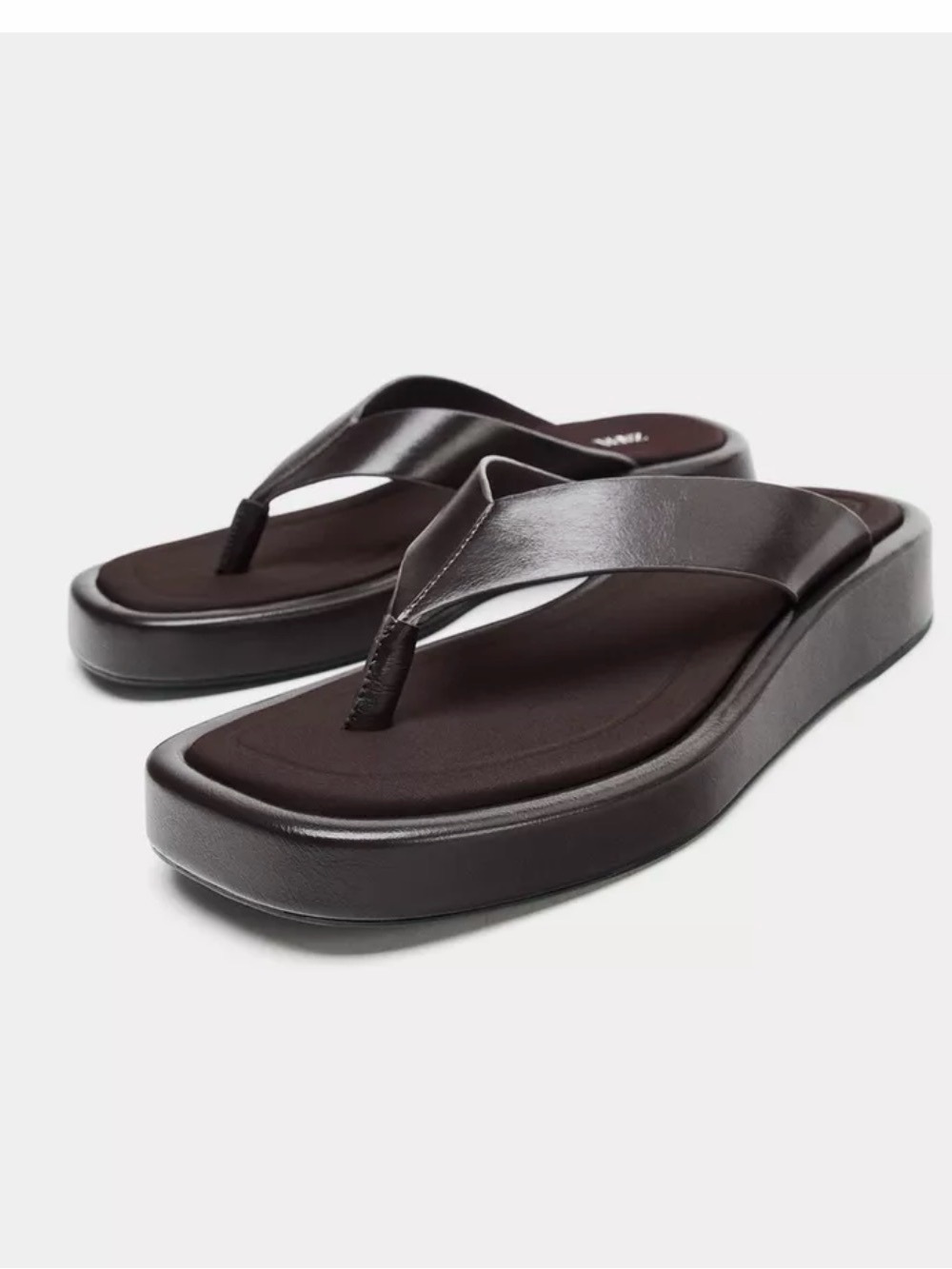 NEW Zara brown Flip Flop Sandals - Picture 4 of 4